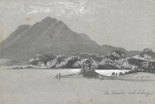 THOMAS BRABAZON AYLMER Pencil Drawing - THE TROSSACHS LOCH ACHRAY SCOTLAND