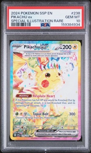 2024 Pokemon SV Surging Sparks SSP EN Pikachu Ex #238/191 Illustration PSA 10
