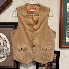 Vintage 60s/70s RARE Levis Tan Suede Western Disco USA Vest Mens Medium