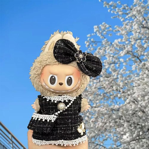 17cm Mini Doll Clothes Set Plaid Skirt Black Dress Outfit Cute Accessories Gift - Picture 19 of 27
