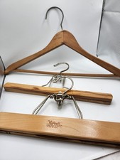 Vintage Lot of 3 Wooden Clamp Pant Trouser Clothes Hangers 1 Setwell 10 8