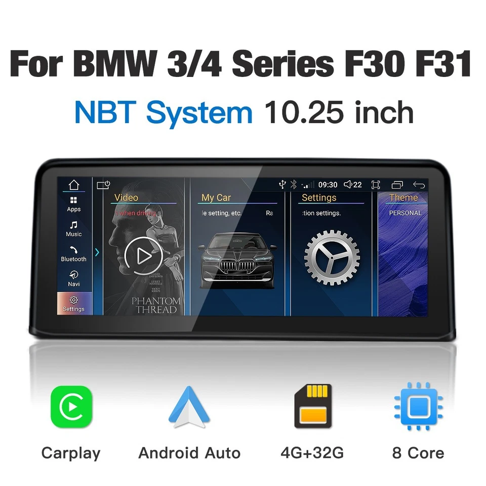 10.25" GPS Android Carplay Touch Screen Radio for BMW 3 Series F30 NBT 2013-2017 - Image 2 of 4