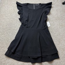 Crystal Doll Dress Womens XL Black Flutter Sleeve Fit & Flare Short Party Lined
