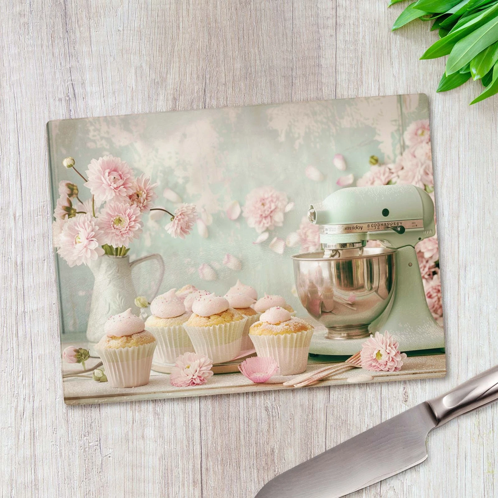 Cake Mixer Cupcakes Baking Glass Chopping Board Large Kitchen Worktop Saver
Opens in a new window or