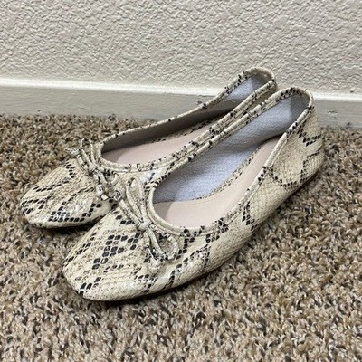 SCHUTZ Women's Size 6.5 Arissa Bow Ballet Flats Snake Print