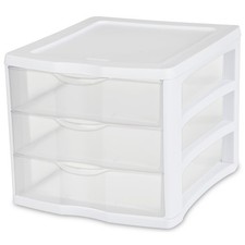 3 Drawer Organizer Clear Plastic Storage Unit for Countertop or Desktop White