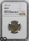 1917 Buffalo Nickel NGC MS 63 ** Tougher Find This Nice!