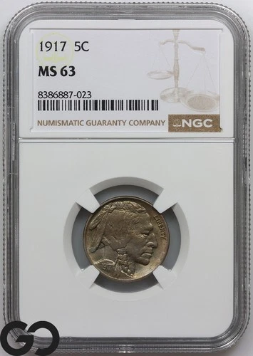 1917 Buffalo Nickel NGC MS 63 ** Tougher Find This Nice!