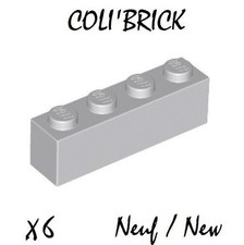 Lego 3010 - 6x Briques / Brick 1x4 - Gris / Light Bluish Gray - New Neuf