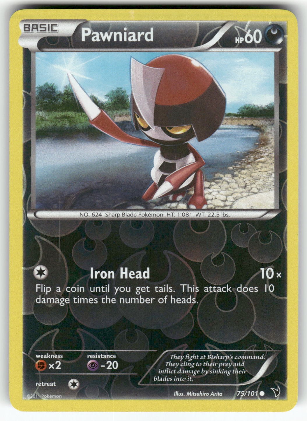 Pawniard (75) Noble Victories Common,Reverse Holo Pokemon Lightly played