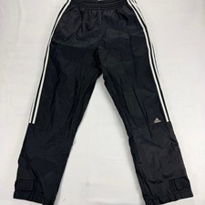 Adidas Vintage Track Pants Black White 3 Stripe Windbreaker Medium