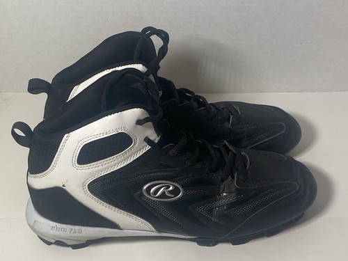 Rawlings Baseball Cleats Men's Size 10 Black White Lace Cool Flo - Picture 1 of 9
