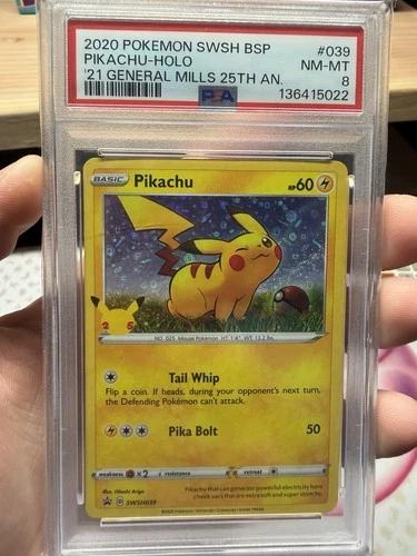 2020 POKEMON SWSH GENERAL MILLS 25TH ANNIVERSARY #039 PIKACHU-HOLO PSA 8