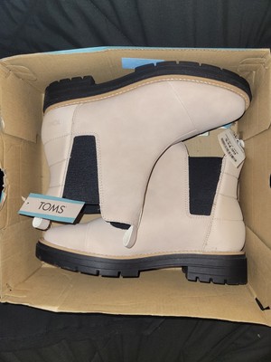 New TOMS Women's Cream Suede Boot Black Sole Size 9 Rounded Toe NEW