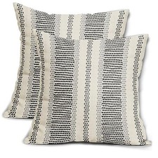 Black Grey Pillow Covers 18x18 18" x 18" Pack of 2 Black Grey Boho Striped