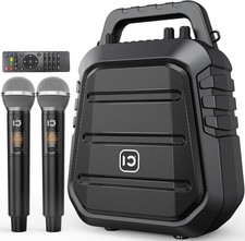 100W Powerful Voice Amplifier W/ 2 Wireless Microphones Portable Speaker W/