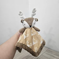 Levtex Baby Brown White Moose Reindeer Antlers Lovey Security Blanket 2018