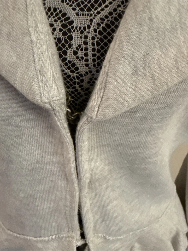 Ralph Lauren Rugby Gris Claro Cuello Grande Volantes Cárdigan Sudadera - M Foto 3 de 4