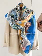 Sallys 100 Twill Silk Large Wrap Scarf Stole Animals Print Square Shawl 135cm