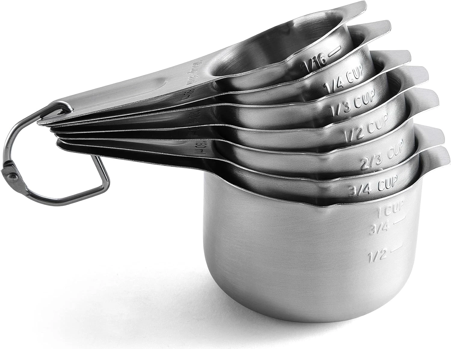 Stainless Steel Measuring Cups Set of 7 with Pour Spout - Nesting Kitchen Tools
