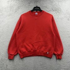 Vintage 90s Russell Athletic Made In USA Sun Faded Red Crewneck Large Boxy