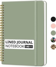 Lined Spiral Journal Notebook 140 Pages, A5 5.7" x 7.9" - Green