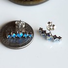 925 Sterling Silver Natural Blue 2mm-4.2mm Small Opal  5/8'' Earrings Gemstone — photo 3