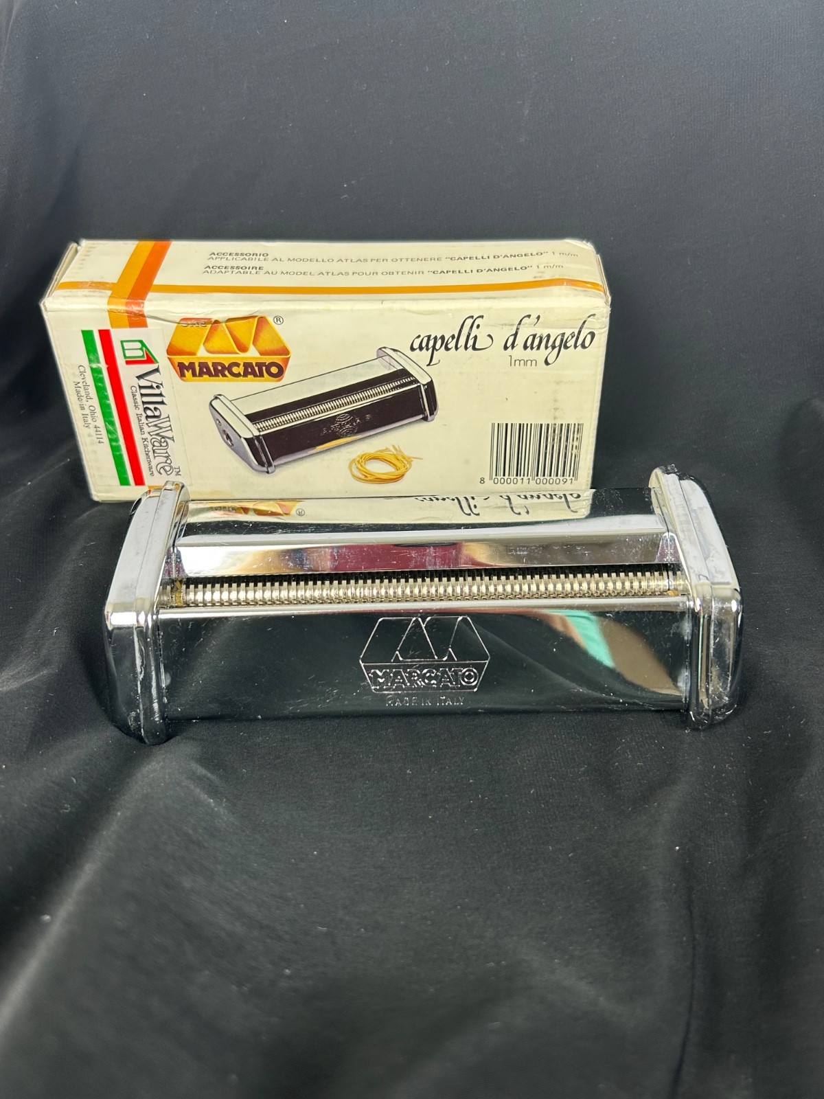 Marcato Capelli D’angelo Angel Hair Pasta Maker Attachment Made in Italy 1MM Box