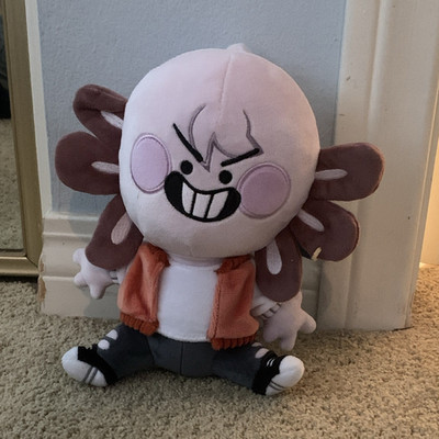 Sir Fluff  Muffin  Axolotl Character Plush Stuffed Plush Toy with Orange Jacket
