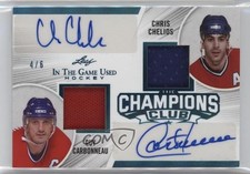 2020 Leaf ITG Used Platinum Blue 4/6 Chris Chelios Guy Carbonneau Auto HOF v8v