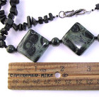 Kambaba Jasper Necklace Beaded Black Onyx Stone Chips 21" Long — photo 3