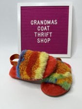 UGG Kids Fluff Yeah Cali Collage Slide Rainbow Stripes Size 8 Child