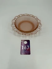 Vtg Anchor Hocking Old Colony Pink Frosted Glass Bowl Lace Edge Depression Glass