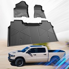 Car Floor Mats for Dodge Ram 1500 2019-2024 Crew Cab with Rear Under-Seat Storag