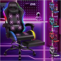 LED Gaming Chair with 8-Point Massage, Ergonomic Computer Office Chairs