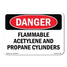 Flammable ACETYLENE And Propane Cylinders ANSI Danger Sign Metal Plastic Decal
