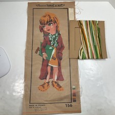 Vintage hand painted Margot de Paris Needlepoint kit girl with book 100 Cotton