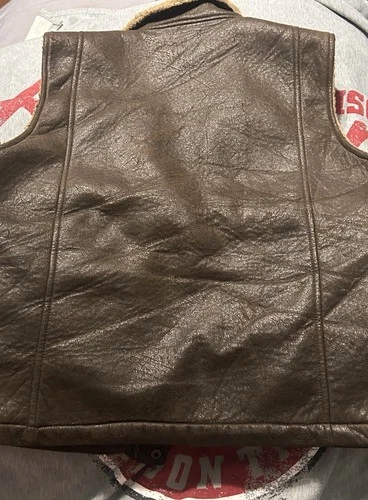 Vintage Johnston & Murphy Faux Suede Vest Men's Size M Sherpa Fleece Lined image 8