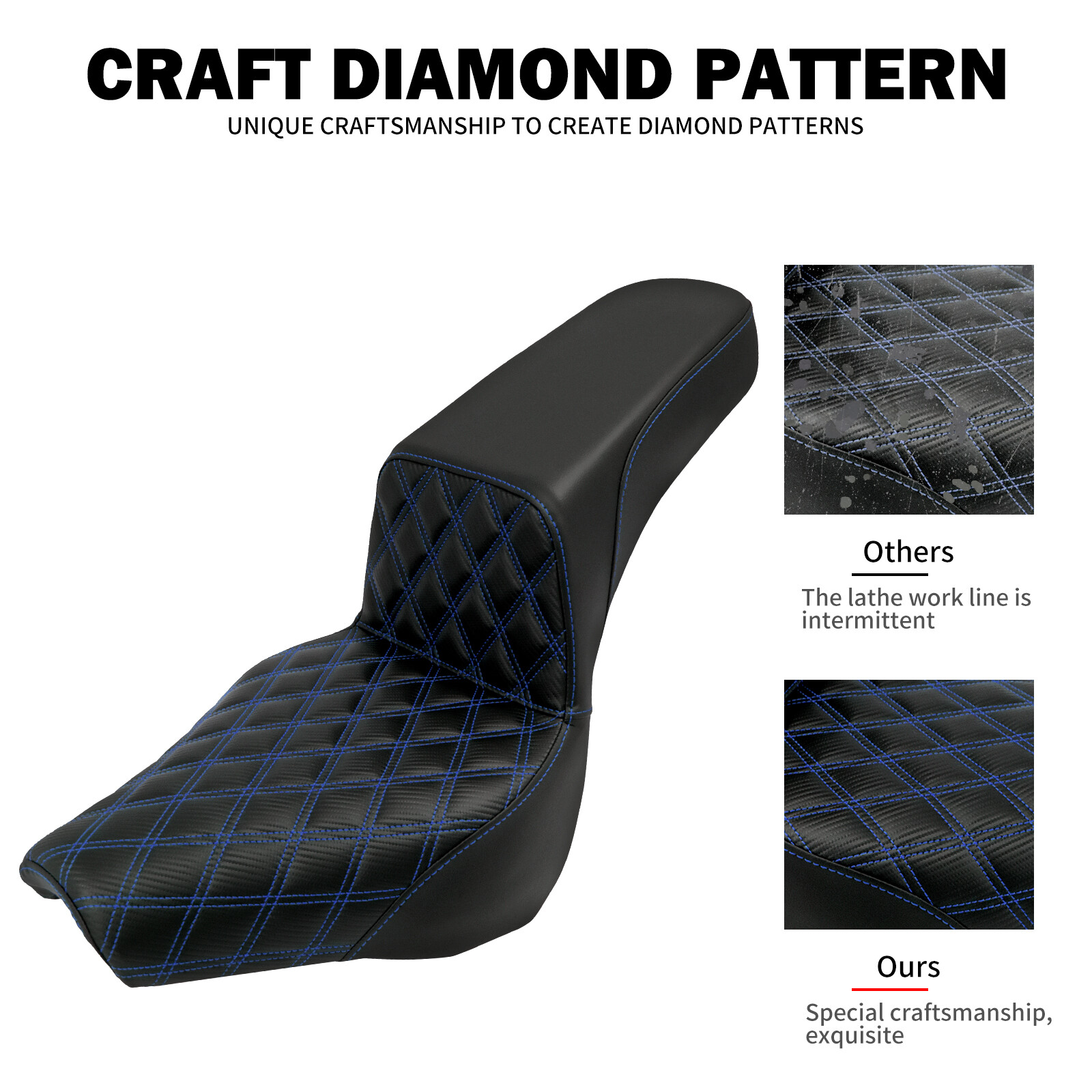 Driver Passenger Seat Blue Stitching For Harley Softail Street Bob Deluxe 18-24