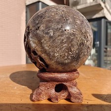 255g RARE Natural Golden Hair Rutilated Agate Crystal Ball Healing C602