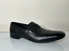 PRADA Men's Black Leather Logo Slip on Loafers 7.5 UK US 8.5