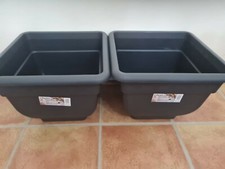 Image of 2 x square 38cm black bell garden pot