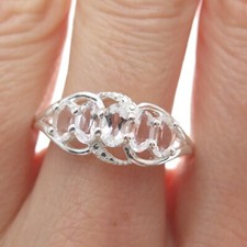 CHUCK CLEMENCY 925 Sterling Silver Real Colorless Aquamarine Ring Size 8