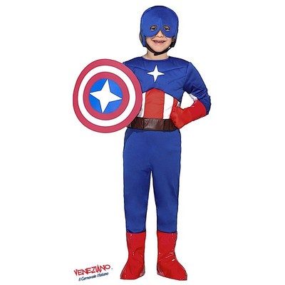 Costume Carnevale Veneziano Maschietto Capitan America Supereroe