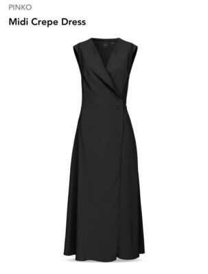 Pinko, Stretch Crepe Midi dress, Limo black, 46