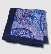  49 Countess Mara Men's Blue Bradley Paisley Print Pocket Square