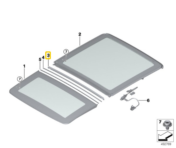 GENUINE BMW Panoramic Sunroof Drip Moulding Seal 54107493149 X3 X4 