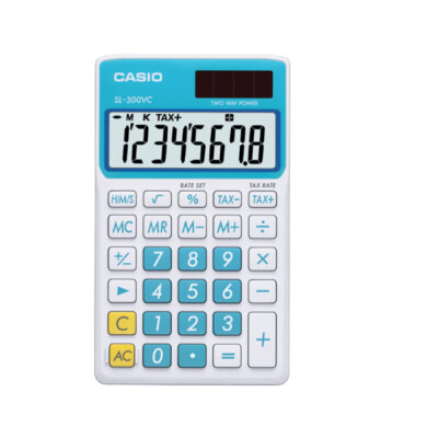 Casio SL-300VC Blue Handheld Calculator with 8 Digit Display
