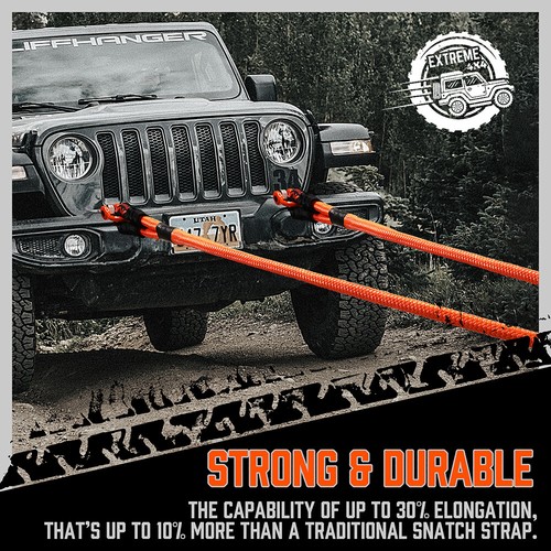 2268Kg Winch Rope Kinetic Recovery Rope Extreme Duty Tractor Snatch Tow Strap - Picture 5 of 6