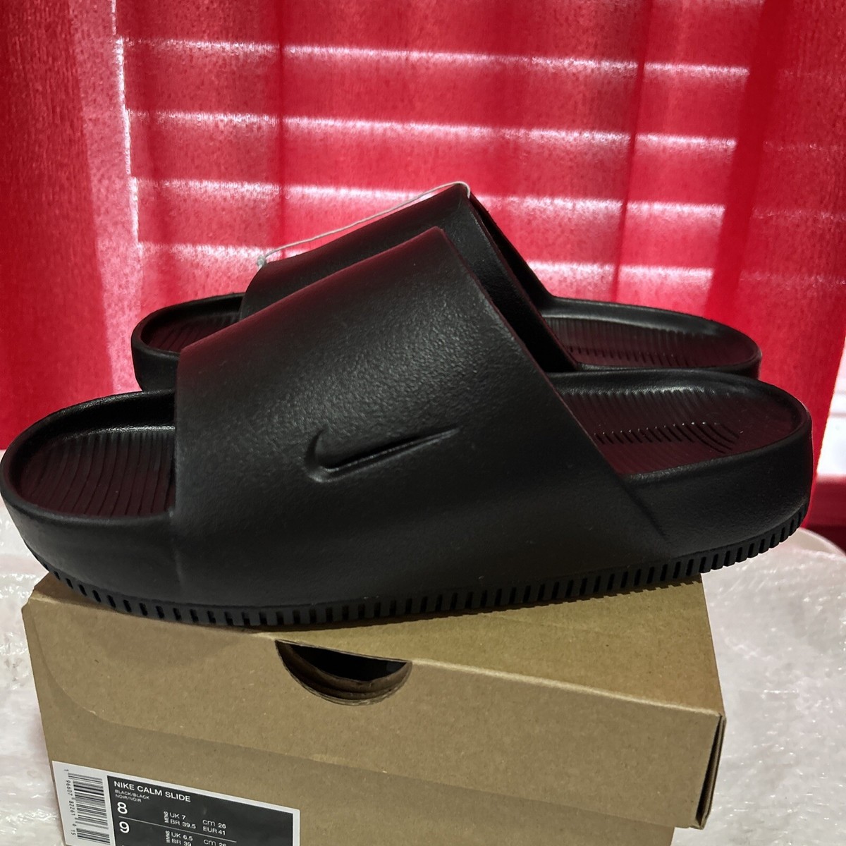 NIKE CALM MEN'S SLIDES SANDALS BLACK 8 NEW IN BOX STYLE FD4116-001
